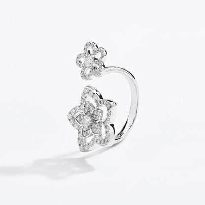 MINTYBOX S925 Sterling Sliver Flower Moissanite Rings for Women D Color Diamond Wedding Band Sparkly Fine Jewelry Certificated