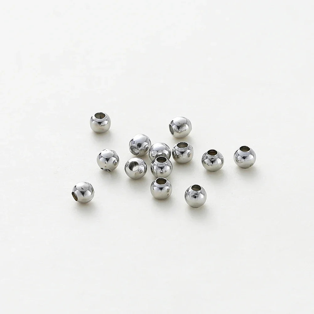 30-100Pcs 14K/18K Gold Color Plated Brass 2/2.5/3/4/5/6mm Spacer Beads for Jewelry Making Beads Accessories Findings Wholesale