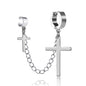 Punk Cross Pendant Clip Earring | Unisex Metal Chain Tassel Ear Cuff