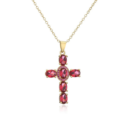 NEWBUY Classic Design Cross Pendant Necklace For Women 2026 Hot Sale Luxury AAA Cubic Zirconia Crystal Christian Jewelry Gift