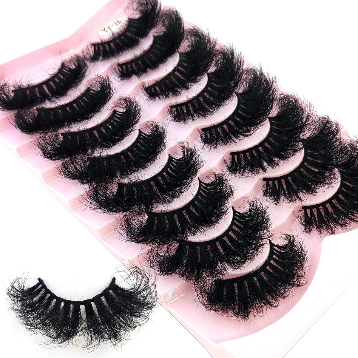 5-8 Pairs Natural Russian Striped Mink Lashes | 3D Volume Wavy False Eyelash Extensions