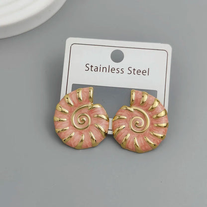 Creative Conch Colored Enamel Stainless Steel Earrings, Waterproof and No Rust-Rusting Women's Earrings, Party Jewelry