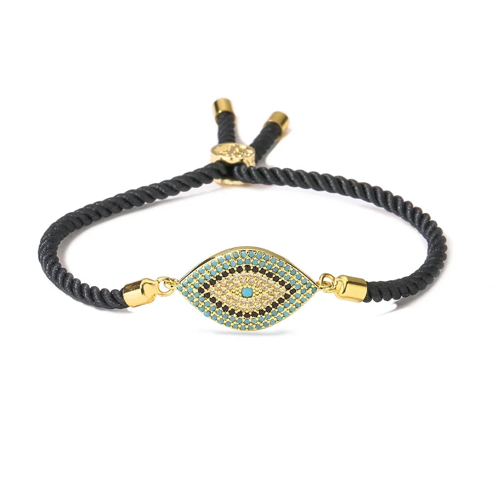 NEWBUY 2026 Trendy Turkish Gold Color Evil Eye Bracelet Adjustable AAA CZ Pave Setting Female Luckry Party Jewelry Gift