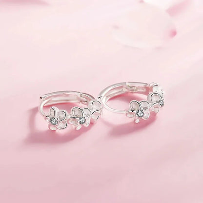 925 Sterling Silver Hoop Earrings With Sweet Flower Design Great For Everyday Wear Holidays And Gifts Vintage Bohemian Style