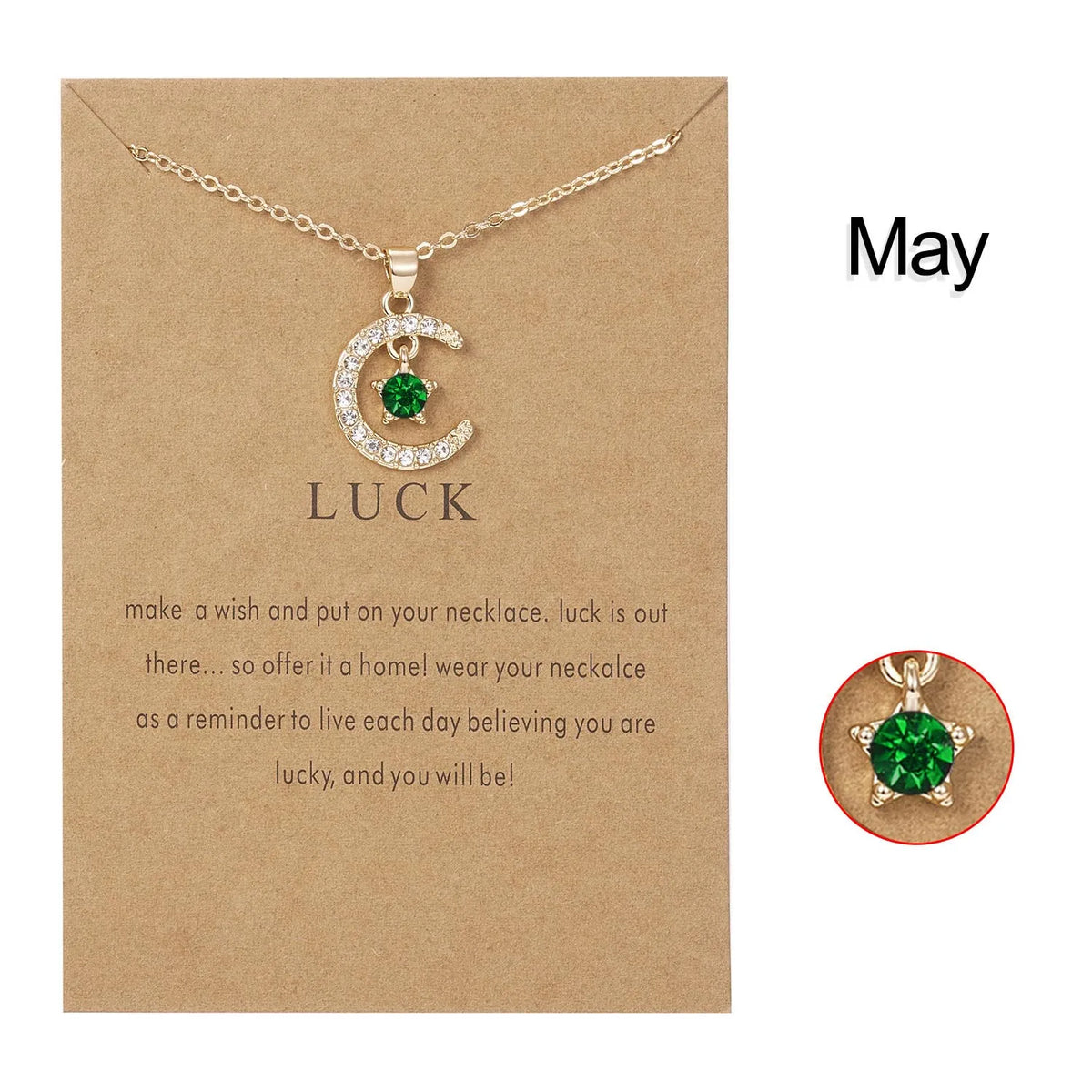 Fashion Moon Star Necklaces For Women 12 Months Crystal Birthstone Pendant Chain Men Trendy Birthday Party Jewelry Gift