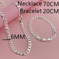 925 Sterling Silver 6mm Cuban Link Necklace and Bracelet Set | Unisex Classic Jewelry