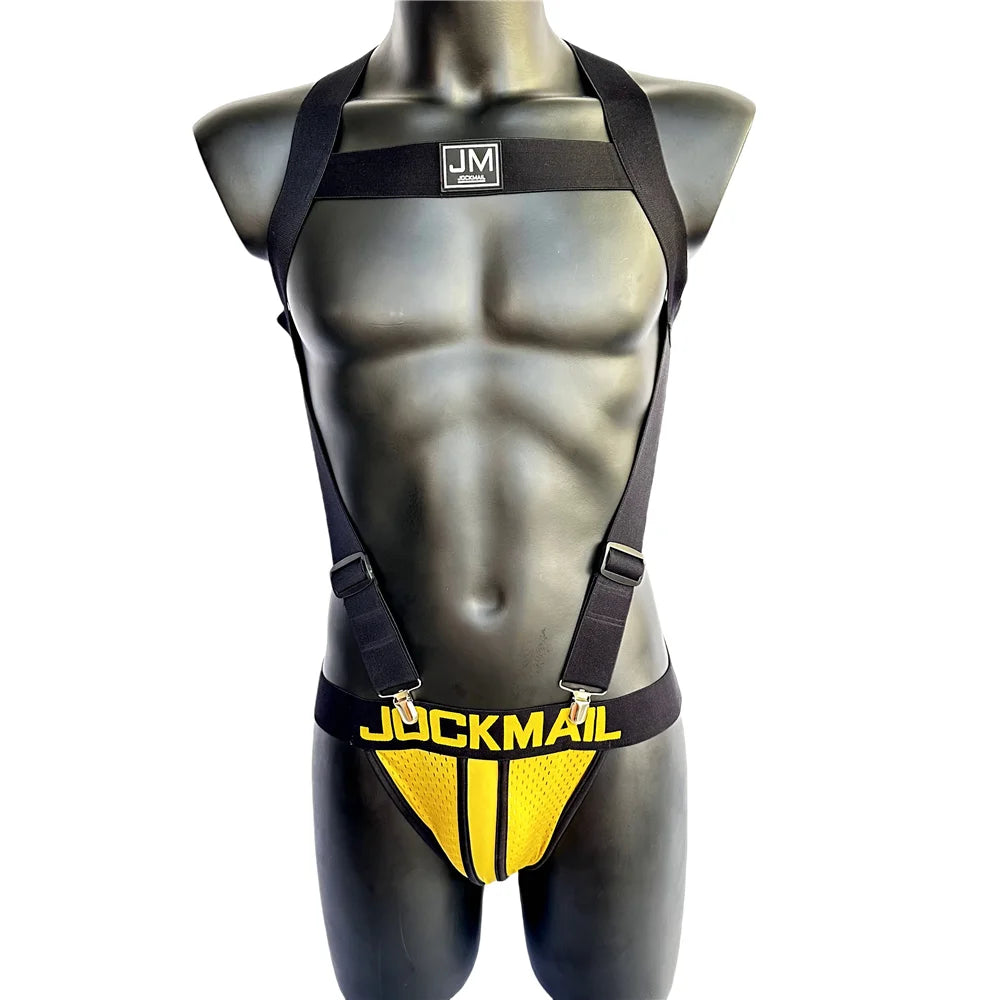 Sets Men's Sexy Nylon Jockstrap Underwear Bodysuit Suspender Jumpsuits Man Harness Gay Underwear Mens Lingerie Sissy Panties