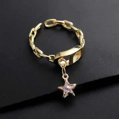 Cross Diamond Letter Ring Niche Design Pendant Trendy Daily Versatile Women's Ring New Open Adjustable Ring