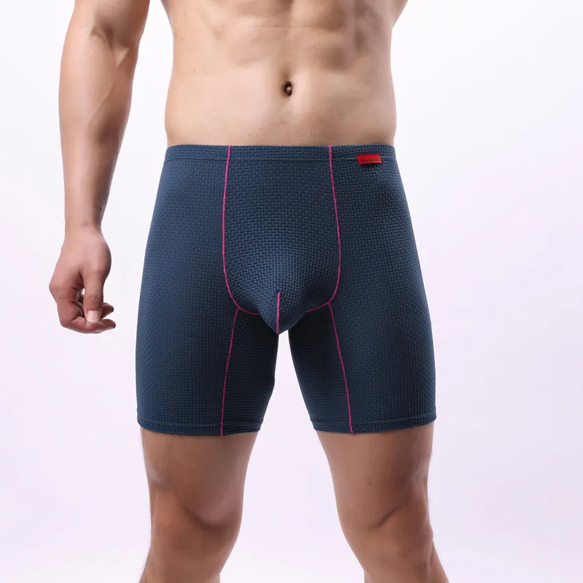 Mens Long Legs Boxer Briefs Breathable Pouch Trunks Casual Underwear Men Stretch Shorts