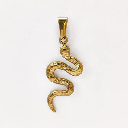 Stainless Steel Snake Pendant Necklace - 18K Gold Plated Simple Design dijes de acero inoxidabl, Animal Jewelry for Men & Women