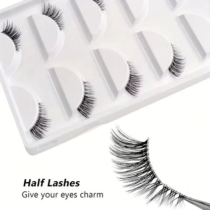 Natural Look Curly Half Lashes | 5 Pairs for Volume and Definition