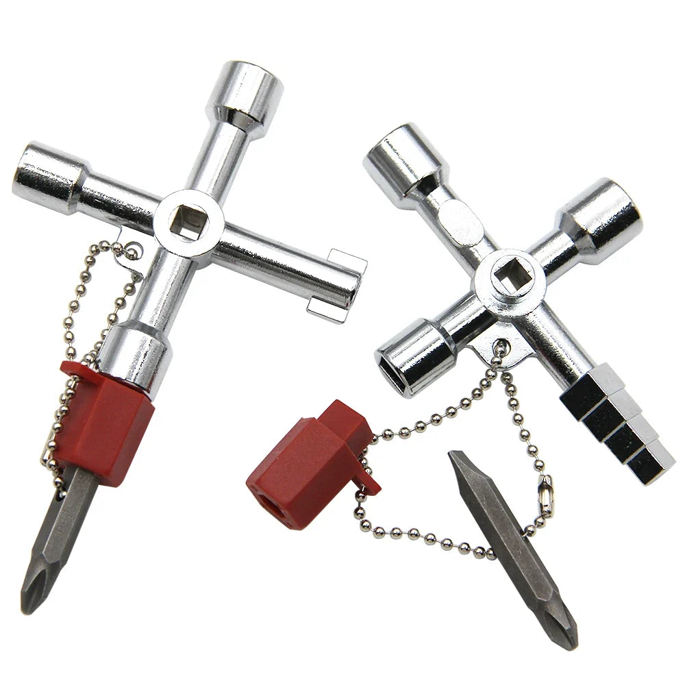 4in1 Silver Key Wrench Set | Electrical Elevator Control Cabinet Screwdriver Tool