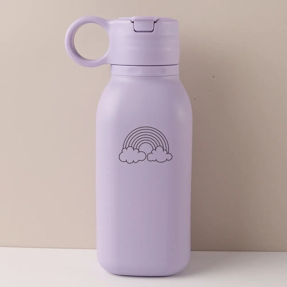 450ML Custom Name Silicone Straw Cup, Personalized Cartoon Pattern Water Bottle, Leakproof Sports Water Bottle for Kids Adults