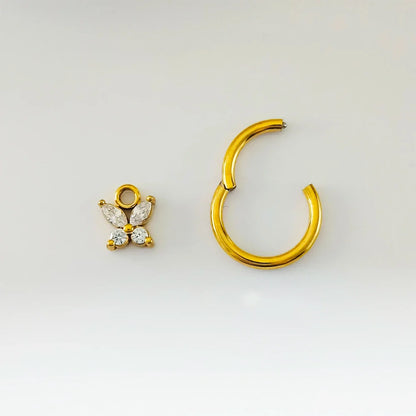 Waterdrops Pendant Conch Ring ASTM F136 G23 Titanium Piercings Moon Flowers Hinge Segment Clicker Teardrop Helix  Earrings