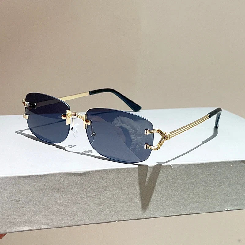 Rimless Square Sunglasses | Vintage Gradient UV400 Shades