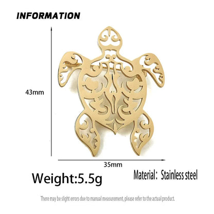 Creative punk style hollow fun turtle stainless steel gold-plated 18K brooch, black suit accessories, wedding matching set