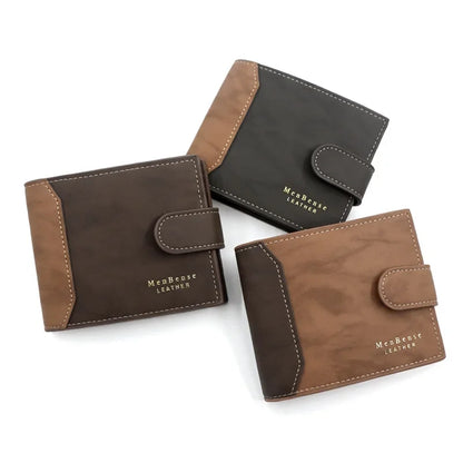 TRISJEM Slim Card Holder Wallet for Men | Short Frosted PU Leather 3-Fold