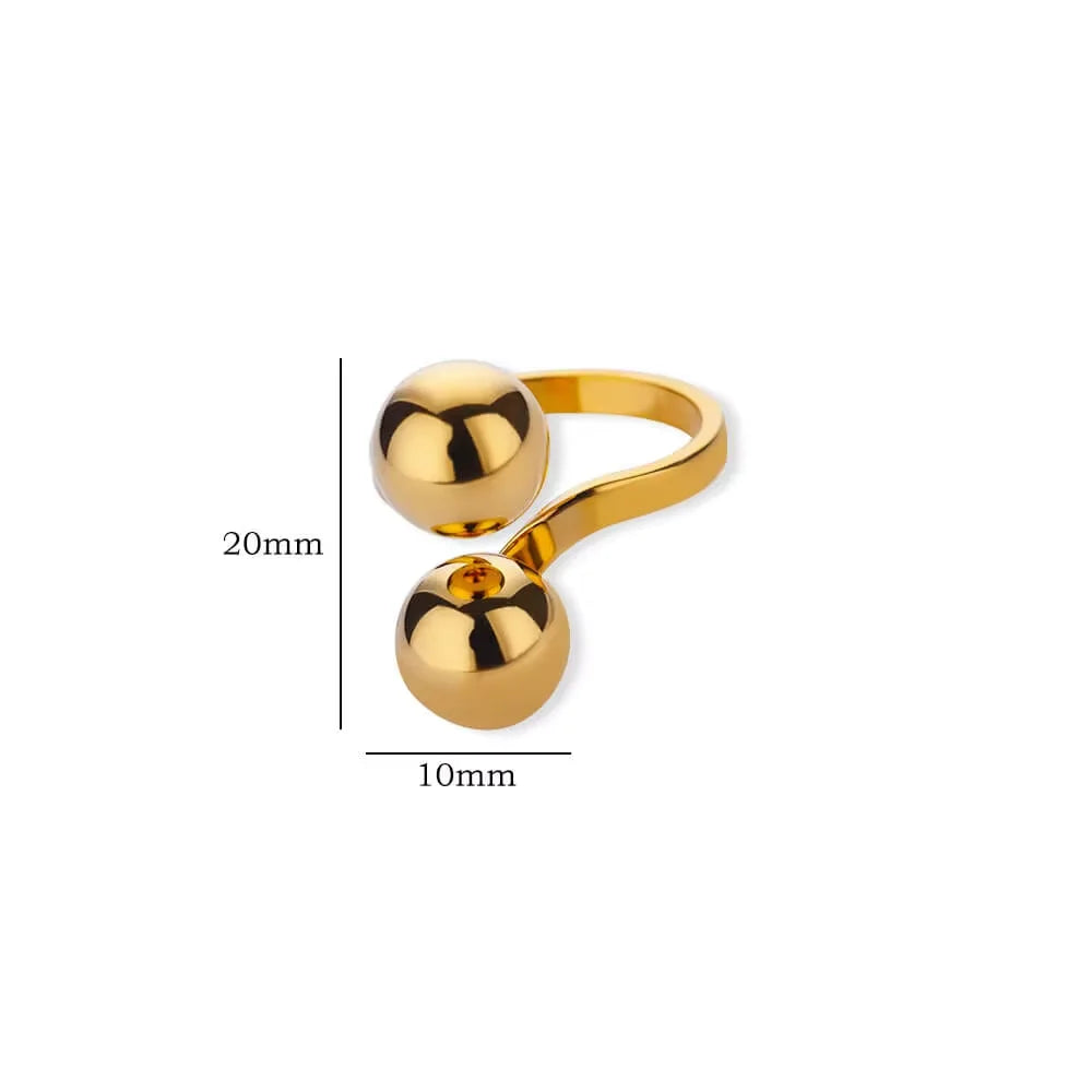 Stainless Steel Double Ball Adjustable Ring For Women Unisex Gold Color Trendy Finger Rings Decompression Jewelry Gifts Anillos