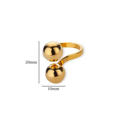 Stainless Steel Double Ball Adjustable Ring For Women Unisex Gold Color Trendy Finger Rings Decompression Jewelry Gifts Anillos