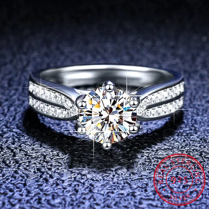 Real 3 Carat Moissanite Engagement Ring | Luxury Bridal Set Solitaire Wedding Promise Ring