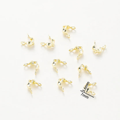14K 18K Real Gold Plated Double Hole End Clasp Beads Open Cover Crimp Connector Beads For DIY Jewelry Making Necklace Component