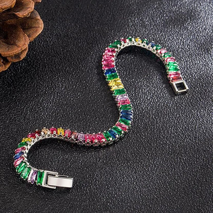 Hot sales 925 Sterling Silver Bracelet Noble Color Crystal Hand For Women Charm Wedding designer Jewelry Gift Party 18cm