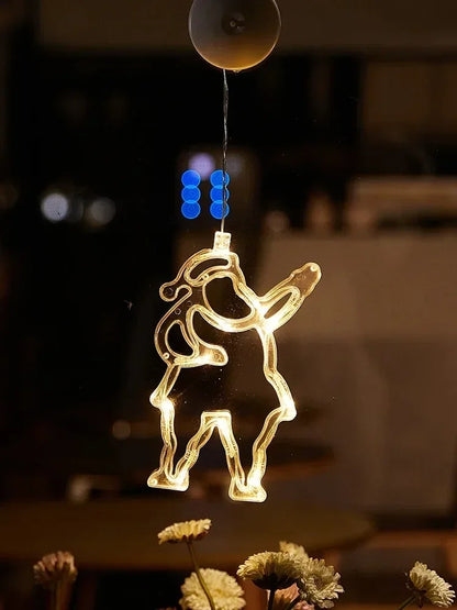 Christmas Window Decor LED Lights | Snowflake Tree Star Deer Sucker Lights for Xmas