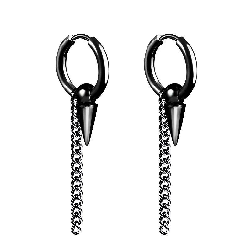 Punk Stainless Steel Stud Earrings Set | Unisex Hip Hop Piercing Jewelry