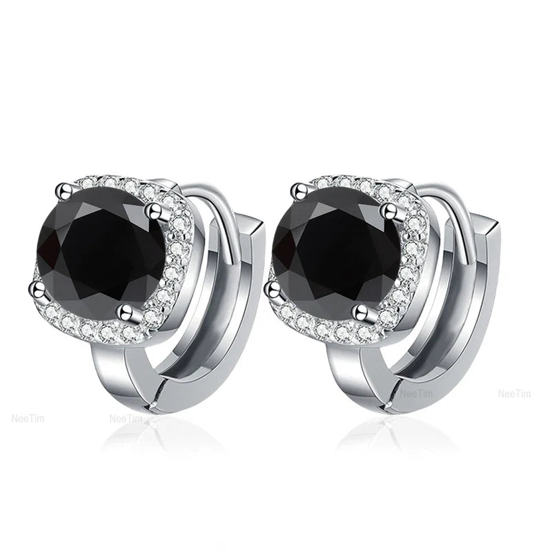 NeeTim 0.5ct 1ct Rainbow Color Moissanite Studs Earrings for Women S925 Silver Black Blue Pink Lab Diamond Wedding Stud Earring