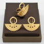 African 18k Gold Color Earrings Ring Jewelry Set for Women Irregular Design Clip Earrings and Finger Ring Set for Weddings Party