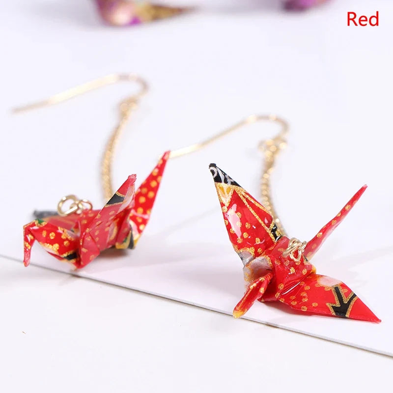 Origami Crane Earrings | Handcrafted Paper Bird Jewelry