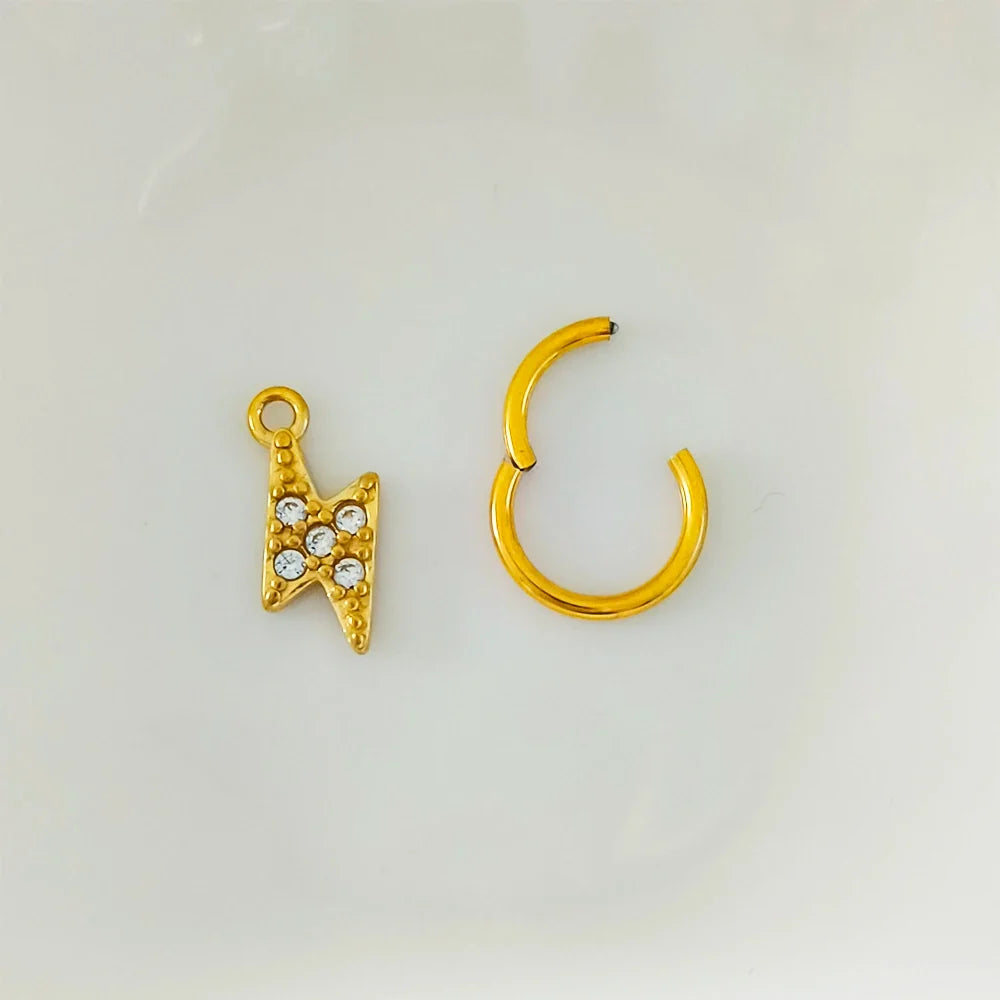 Waterdrops Pendant Conch Ring ASTM F136 G23 Titanium Piercings Moon Flowers Hinge Segment Clicker Teardrop Helix  Earrings