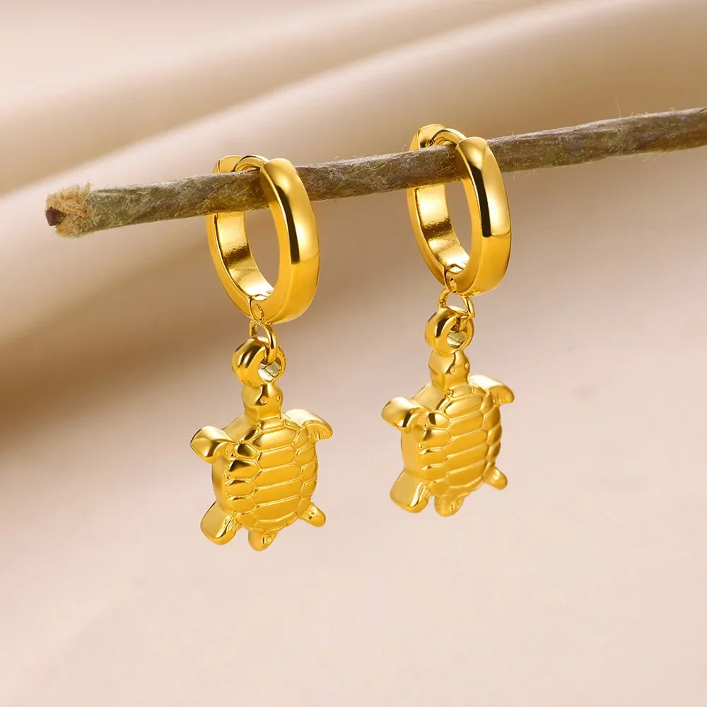 Freshwater Ocean Starfish Shell Hoop Earrings For Women Elegant Stainless Steel Gold Color Aretes Christmas jewelry accessories