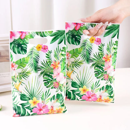 Tropical Hawaiian Party Tablecloth and Candy Bags Set | Flamingo Summer Decor