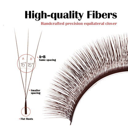 V-Shaped 3D Brown Eyelash Extensions | 12 Rows Professional Lash Tray