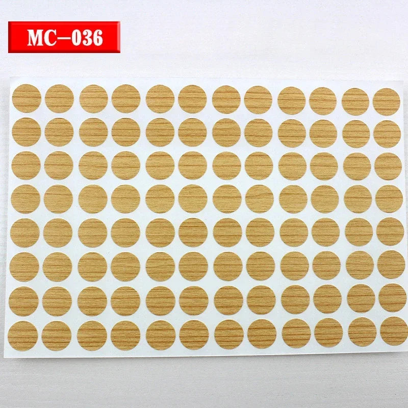 96Pcs 15mm Wood Furniture Screw Cap Covers | Self-Adhesive Hole Stickers for Desk Cabinets
