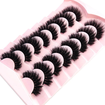 5-8 Pairs Natural Russian Striped Mink Lashes | 3D Volume Wavy False Eyelash Extensions