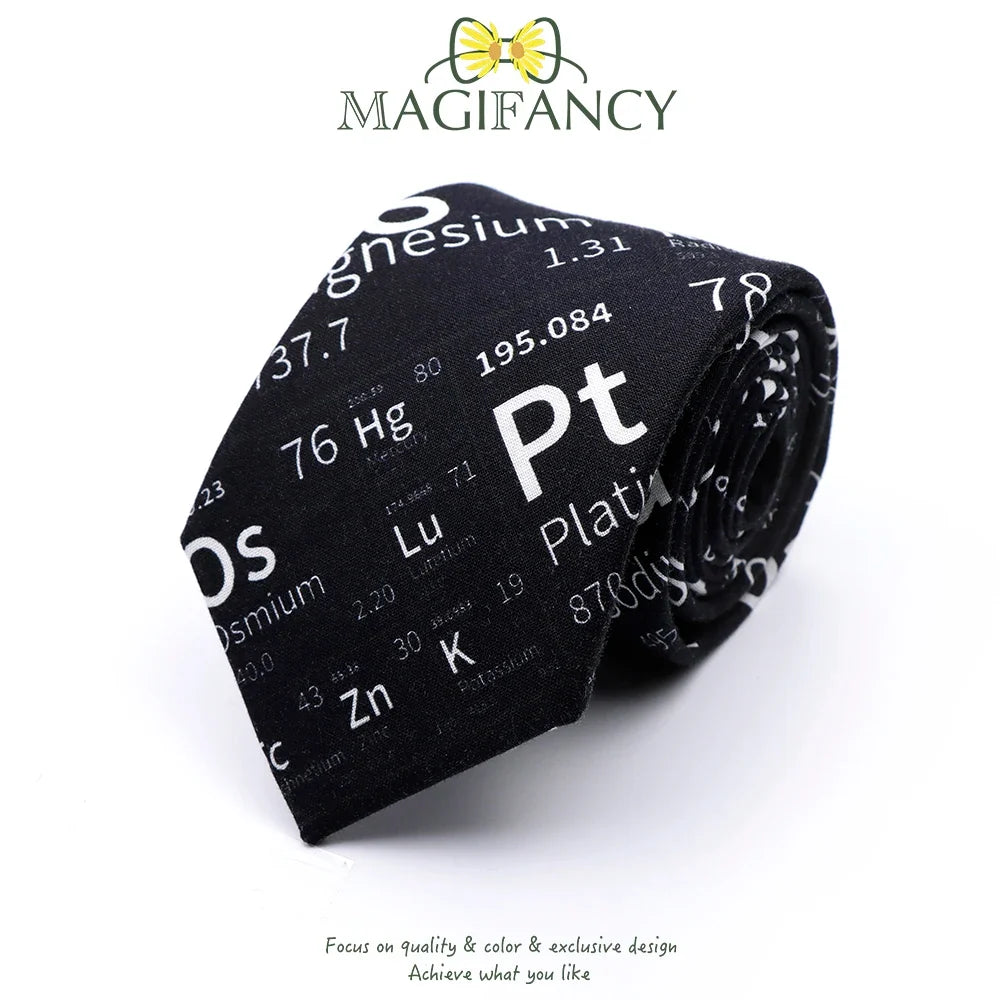 100%Cotton 8cm Tie Math Sciences Astronomy Physical Chemistry Men College Academy Institute School Cosplay Gift Cravat Accessory