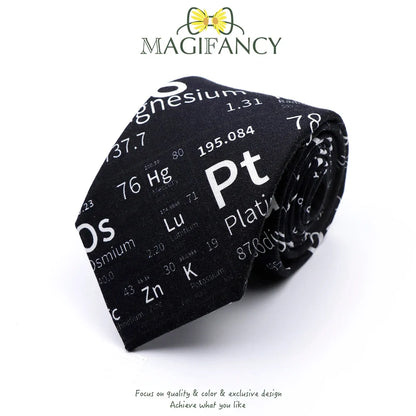 100%Cotton 8cm Tie Math Sciences Astronomy Physical Chemistry Men College Academy Institute School Cosplay Gift Cravat Accessory