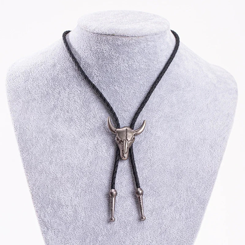 1Pcs Men's Long Necklace Pendant Bullhead Western Cowboy Elements Creative Styling Adjustable Chain Necklace Pendant