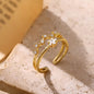 Vintage Ancient Greek Arethusa Goddess Coin Rings For Women Imitation Pearl Zircon Moon Stainless Steel Ring Fashion Jewelry