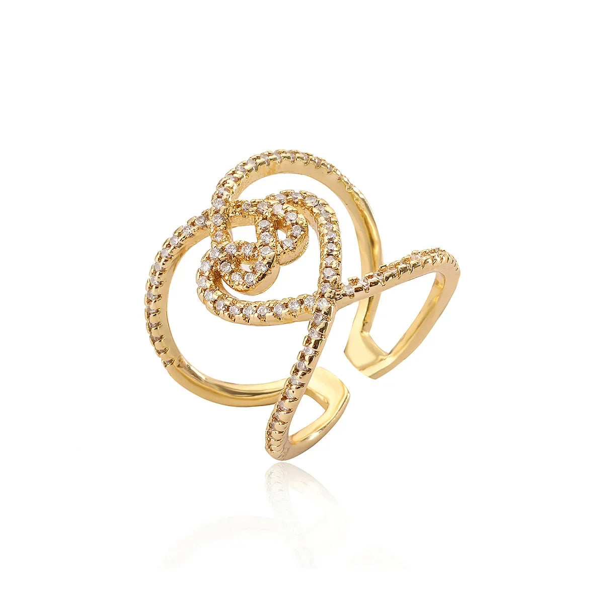 NEWBUY Luxury AAA Cubic Zirconia Pave Setting Copper Wedding Jewelry Delicate Geometric Open Rings For Elegant Women