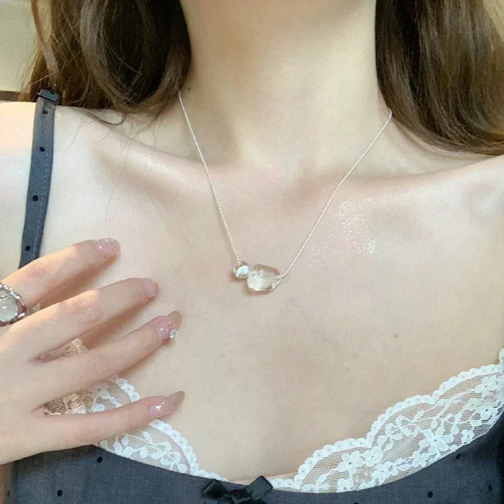 New Trendy Fashion 925 Silver Pearl Simple Elegant Thin Chain Pendant Necklace for Women Girl Jewelry Dropship Wholesale
