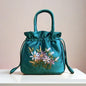 Small Embroidered Flower Bucket Bag | Women's Top Handle Drawstring Purse