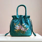 ZTBBAO Embroidered Flower Bucket Bag | Small Top Handle Handbag for Women