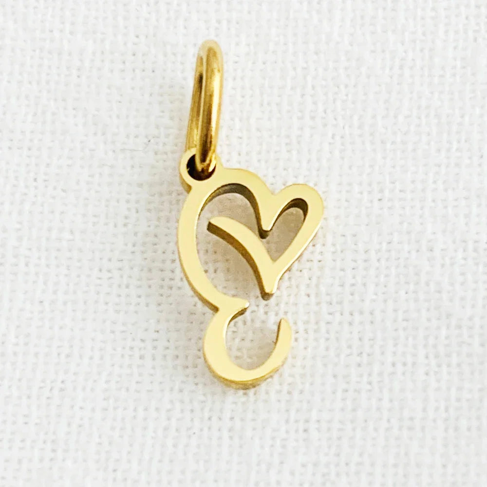 SUNIBI Heart Art Initial Alphabet Pendant DIY Name Customized Birthday Gift Stainless Steel Women Fashion Jewelry A-Z Wholesale