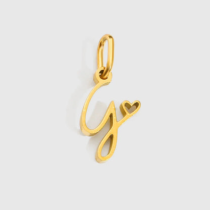 Personalized Stainless Steel Heart Alphabet Pendant DIY Accessories for Necklace Woman Men Jewelry Initials Birthday Gift A-Z