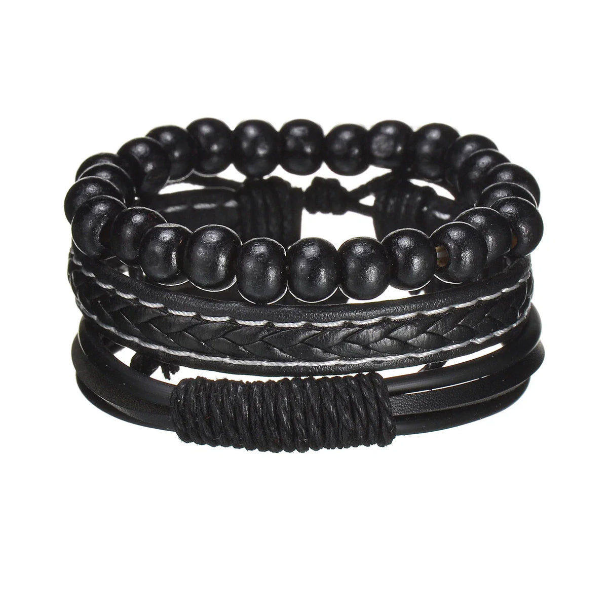 MeMolissa New Fashion Braided Wrap Leather Bracelets for Men High Quality Vintage Charm Wood Beads Ethnic Tribal Wristbands
