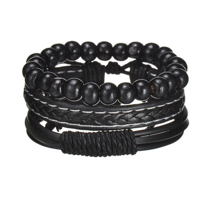 MeMolissa New Fashion Braided Wrap Leather Bracelets for Men High Quality Vintage Charm Wood Beads Ethnic Tribal Wristbands