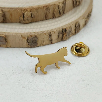 Creative walking cat gold plated stainless steel brooch, waterproof non-fading badge set, suit lapel pin, wedding party wearing